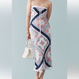 LoveShackFancy White and Pink Midi Dress